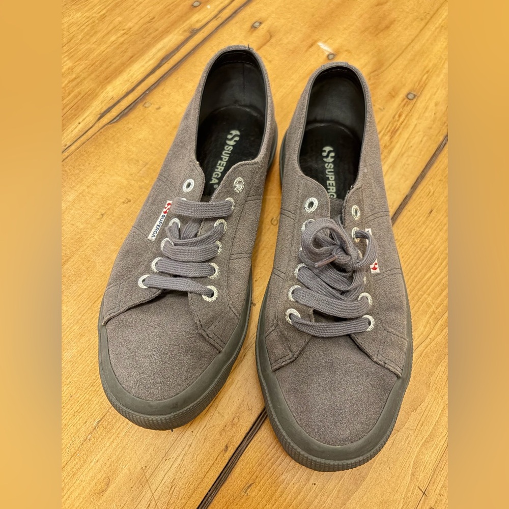 Superga Suede Charcoal Gray Canvas Low-Top Sneakers